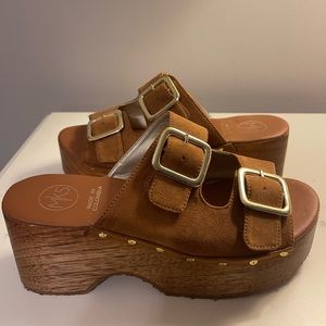 Brown platform sandals